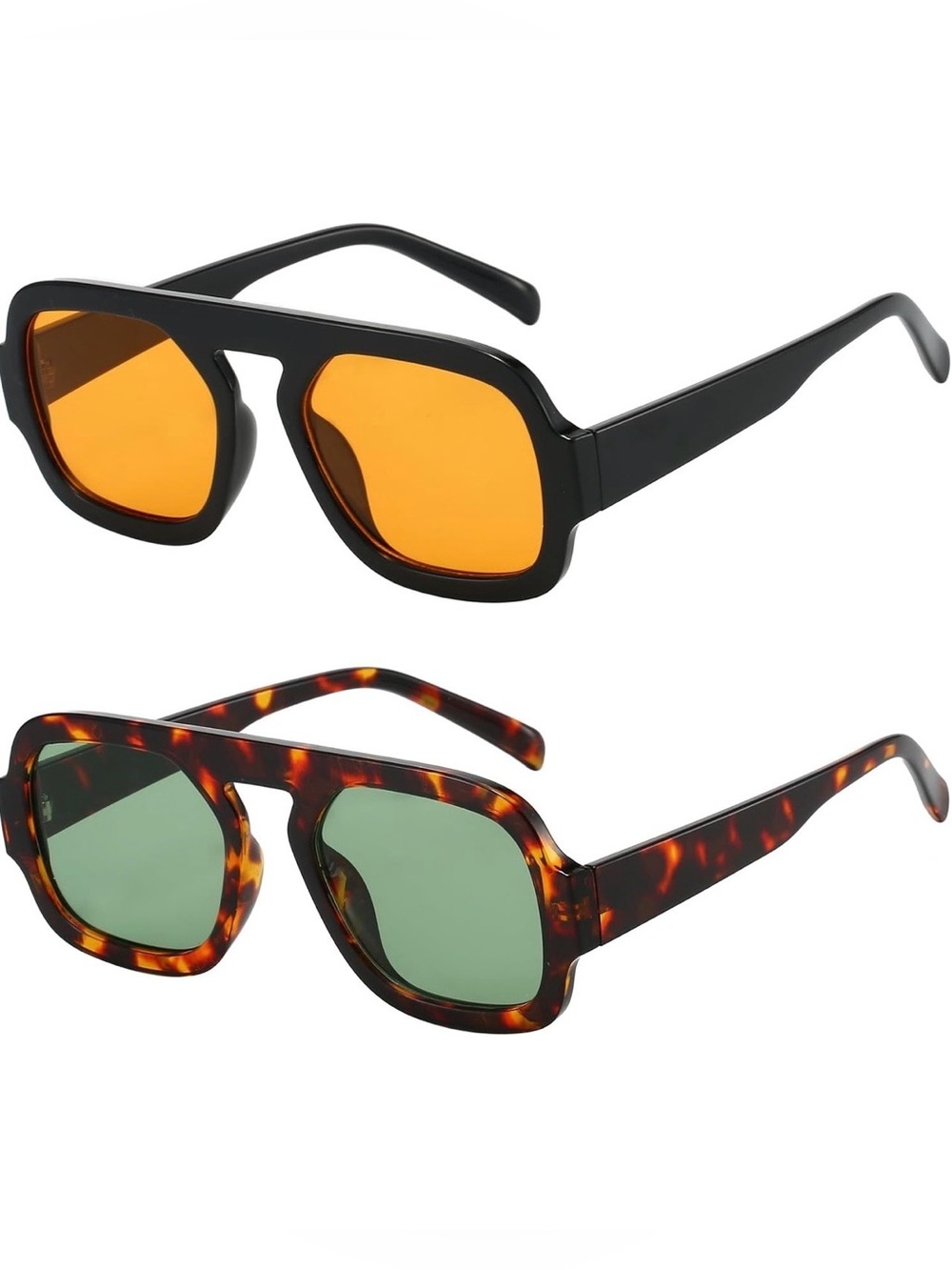2 Pack — Trendy Square Aviator Sunglasses